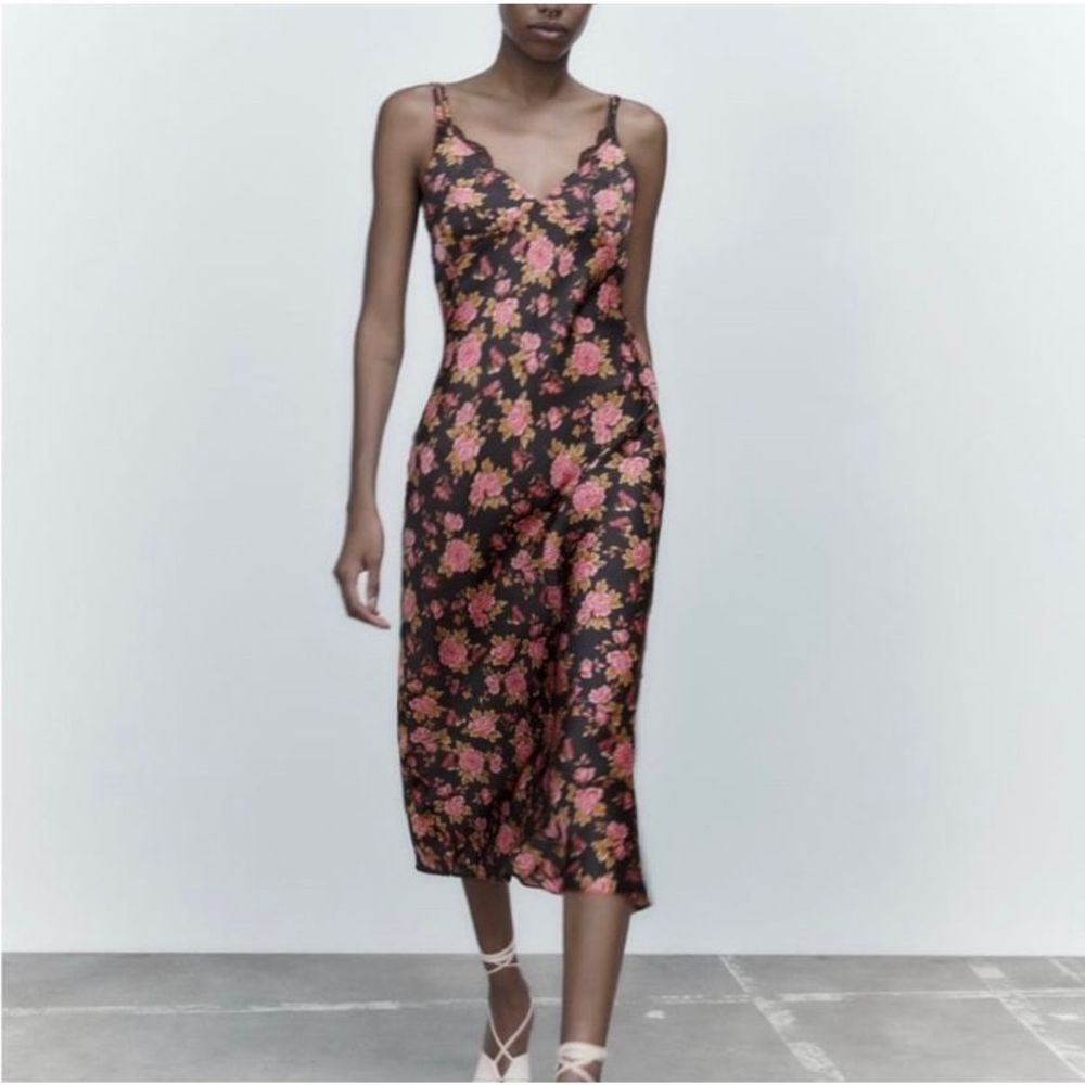 Floral Black and Pink Women's Dress